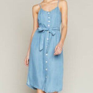 Thread & Supply chambray spaghetti strap button-up dress